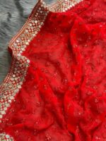Saree For Women Faux Georgette Fabric Saree With multi color embroidery sequins border with sequencing lining work in body - Image 3